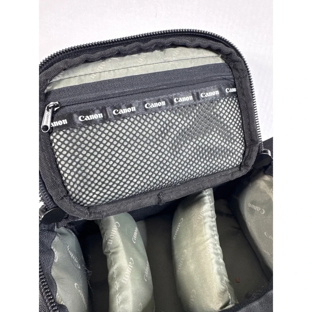 Canon Camera Bag Black Olive Green Nylon Shoulder Case with Padded Dividers